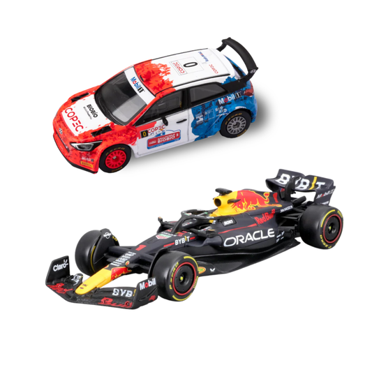 Combo Auto Escala 1/43 Max Verstappen + Auto Escala 1/55 Hyundai